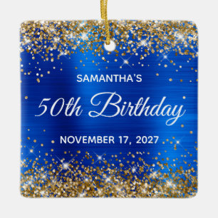 Ornement En Céramique Paillettes dorées Anniversaire 50 ans en feuille r