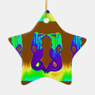 Ornement En Céramique paire de sirènes violettes