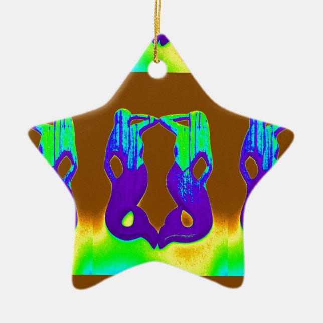 Ornement En Céramique paire de sirènes violettes (Devant)