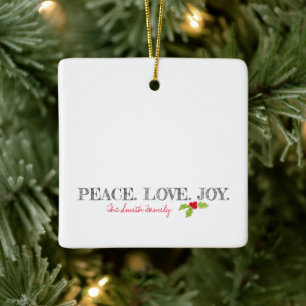 Ornement En Céramique Paix de Noël Amour Joie Holly Nom PHOTO