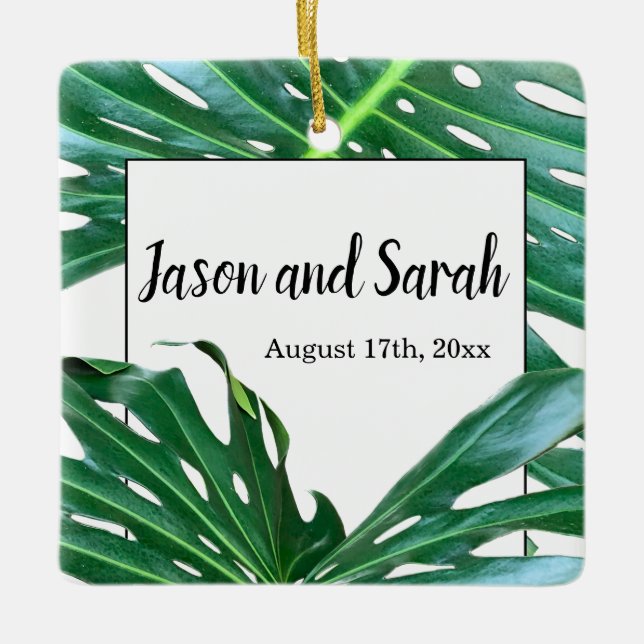 Ornement En Céramique Palm Leaf, feuillage tropical, forêt tropicale (Devant)