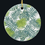 Ornement En Céramique Palm Tree Fronds Painting Hawaiian Print<br><div class="desc">Palm tree branches - Blue and Green Pattern - A classic palm tree palm frond illustration.</div>
