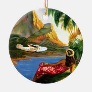 Ornement En Céramique Palmier hawaïen tropical vintage d'avion de mer