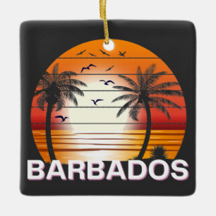 Ornement En Céramique Palmiers Vintages de la Barbade Plage d'été