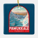 Ornement En Céramique Pamukkale Turquie Travel Art Vintage<br><div class="desc">Conception de déplacement vectorielle rétro Pamukkale. Il est voisin de Hierapolis,  une ancienne ville spa romaine fondée vers 190 av. J.-C.</div>