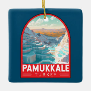 Ornement En Céramique Pamukkale Turquie Travel Art Vintage