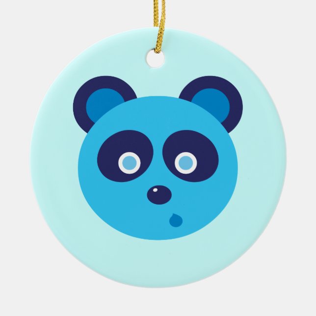 Ornement En Céramique Panda bleu (Devant)