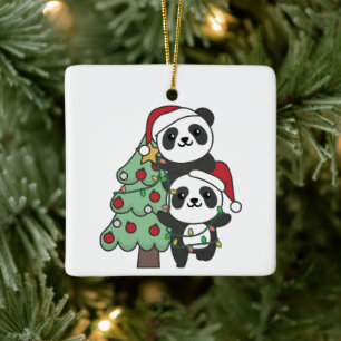 Ornement En Céramique Panda Christmas Tree Animaux de Noël Pandas