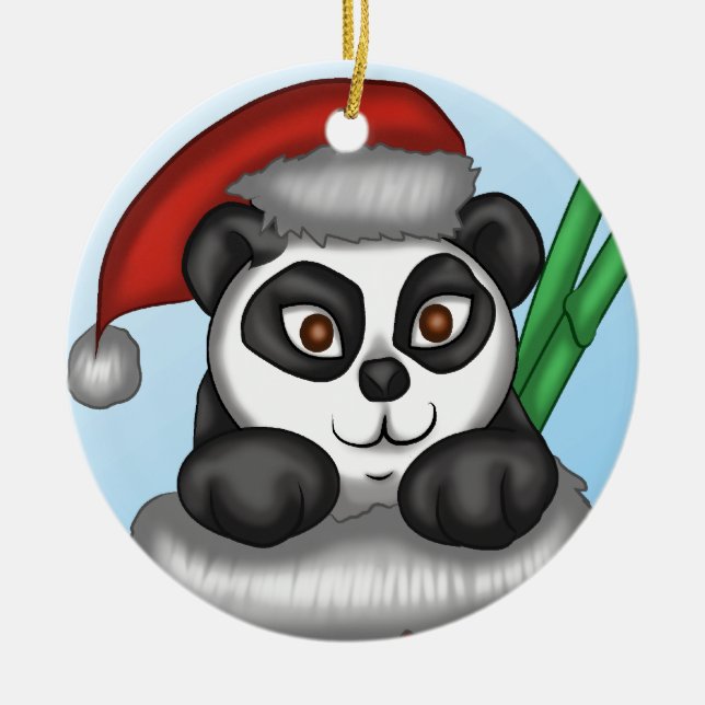 Ornement En Céramique Panda de Noël (Devant)