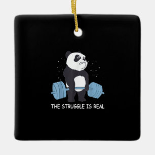 Ornement En Céramique Panda Struggle Est Véritable Ours Deadlift Gym Drô