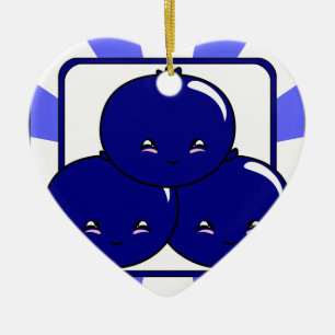 Ornement En Céramique Panier de bleuets Kawaii (Garçon)