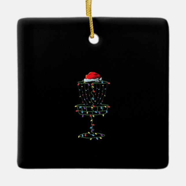 Ornement En Céramique Panier de golf Père Noël Disque Golf Frisbee Golfe (Devant)