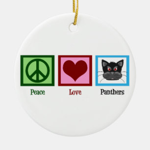 Ornement En Céramique Panthers Peace Love