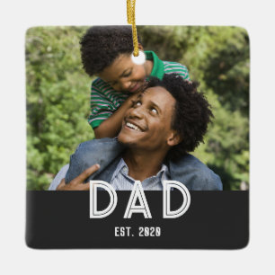 Ornement En Céramique Papa Création Photo Cadeau Fête des Pères Magnet