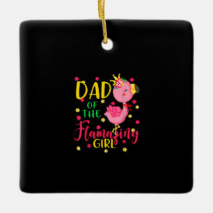 Ornement En Céramique Papa De Flamazing Fille Mignonne Flamant rose Papa