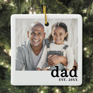 Ornement En Céramique Papa Photo personnalisé Noël