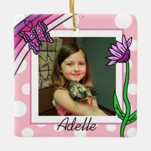 Ornement En Céramique Papillon, Arc-en-ciel, Fleur Photo Noël