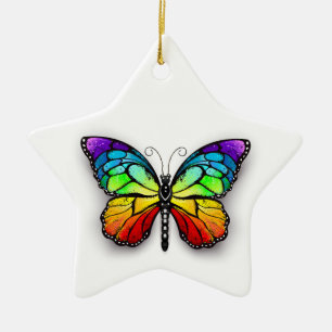 Ornement En Céramique Papillon arc-en-ciel monarque