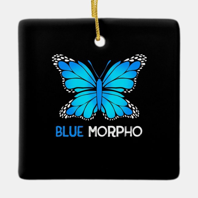 Ornement En Céramique Papillon bleu Morpho (Devant)