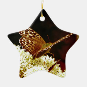 Ornement En Céramique Papillon couleur cuir Brown, bronzé et chocolat