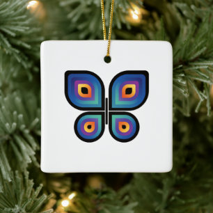 Ornement En Céramique Papillon de flamme de paon