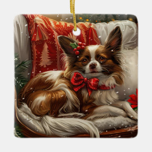 Ornement En Céramique Papillon de Noël Festif