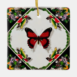 Ornement En Céramique Papillon de Noël personnalisé Nom personnalisé