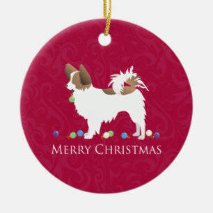 Ornement En Céramique Papillon Dog Merry Christmas Design