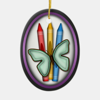 Ornement En Céramique Papillon et crayons - cadeau pour l'ornement