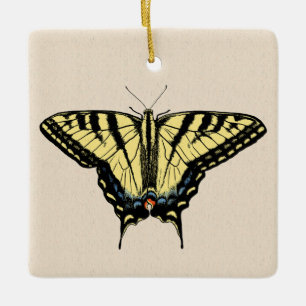 Ornement En Céramique Papillon Southwestern jaune Swallowtail