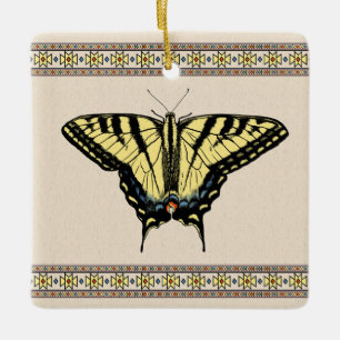 Ornement En Céramique Papillon Swallowtail Jaune du Sud-Ouest