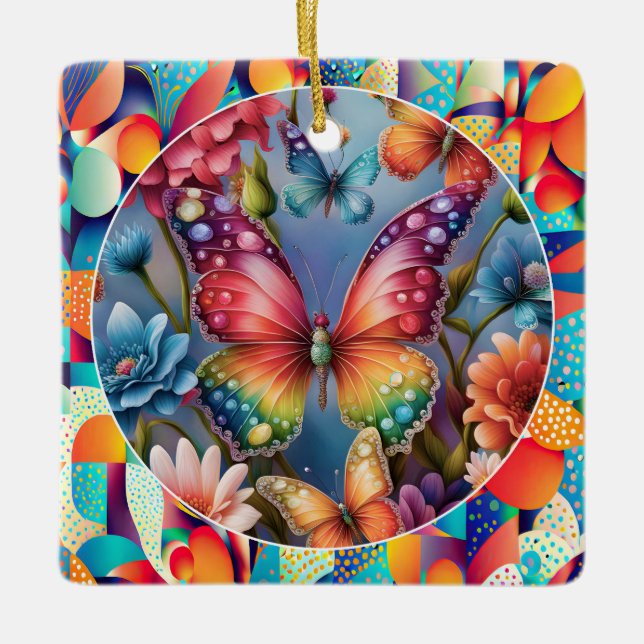 Ornement En Céramique Papillons (Devant)
