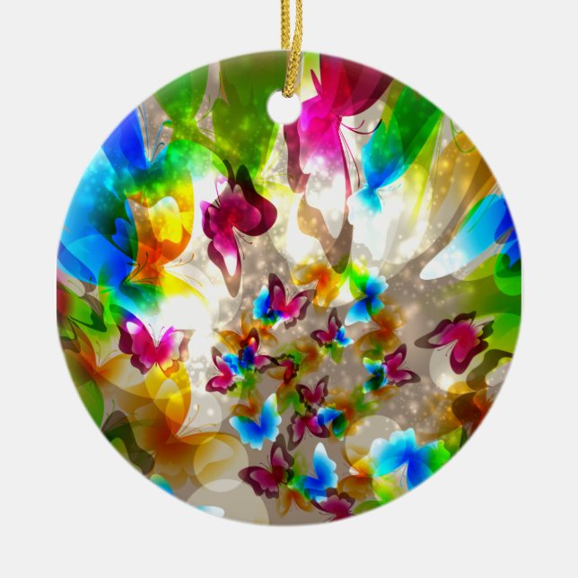 Ornement En Céramique Papillons Abstraits (Devant)