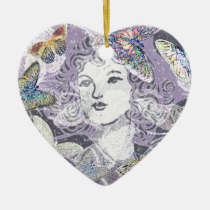 Ornement En Céramique Papillons pourpres