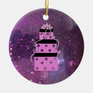 Ornement En Céramique Paquets de Noël Violet Brillants