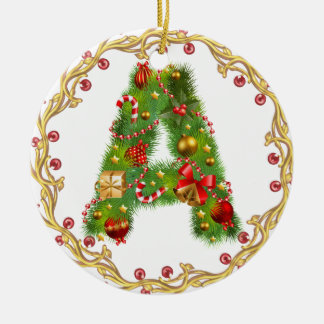 Ornement En Céramique parafez l'ornement décoré d'un monogramme de Noël
