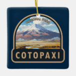 Ornement En Céramique Parc national de Cotopaxi Equateur Travel Art Vint<br><div class="desc">Design d'illustration vectorielle Cotopaxi. Le parc est une grande zone boisée en Equateur qui s'étend sur une partie des provinces de Cotopaxi,  Pichincha et Napo. Elle est connue pour le volcan Cotopaxi,  enneigé,  et le vaste lac Limpiopungo.</div>