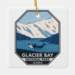 Ornement En Céramique Parc national de Glacier Bay Alaska Orca Art Vinta