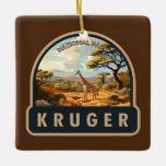 Ornement En Céramique Parc national de Kruger Afrique du Sud Giraffe Vin<br><div class="desc">Conception d'oeuvres vectorielles Kruger. Le parc national Kruger,  situé dans le nord-est de l'Afrique du Sud,  est l'une des plus grandes réserves de gibier d'Afrique. Sa forte densité d'animaux sauvages comprend les Big 5 : lions,  léopards,  rhinocéros,  éléphants et buffles.</div>