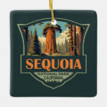 Ornement En Céramique Parc national de Sequoia Illustration Rétro<br><div class="desc">Conception d'illustration vectorielle Sequoia. Le parc est le point le plus élevé du mont Whitney,  le mont contigu des États-Unis,  et se trouve au sud du parc national Kings Canyon.</div>