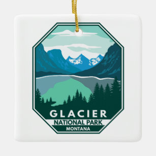 Ornement En Céramique Parc national des Glaciers Montana Emblem rétro