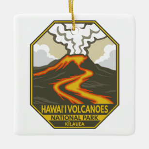 Ornement En Céramique Parc national des volcans d'Hawaii Kilauea Retro
