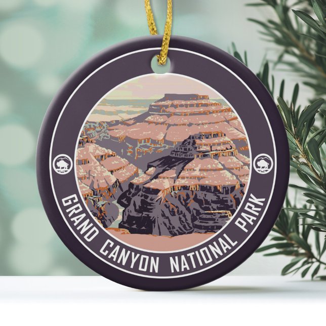 Ornement En Céramique Parc national du Grand Canyon Souvenir (Personalized Christmas Photo Ornament)