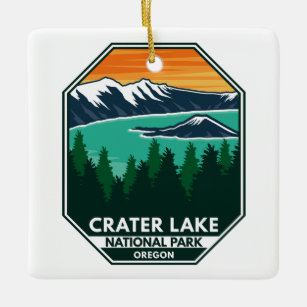 Ornement En Céramique Parc national du lac Crater Emblème de compas rétr