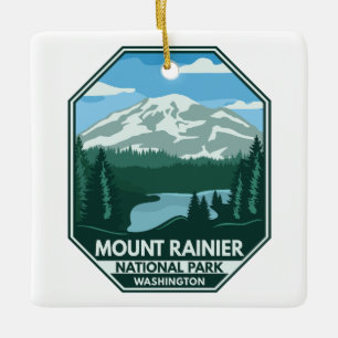 Ornement En Céramique Parc national du Mont-Rainier Emblem rétro minimal