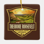 Ornement En Céramique Parc national Theodore Roosevelt Illustration Art<br><div class="desc">Théodore Roosevelt dessin vectoriel. Le parc est un parc national américain comprenant trois zones géographiquement séparées de terres insalubres dans l'ouest du Dakota du Nord.</div>