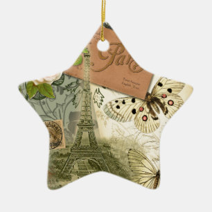 Ornement En Céramique Paris France Art Antique Collage Eiffel Français