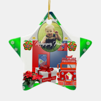 Ornement En Céramique Parol philippin, drapeau, boîte de Balikbayan,