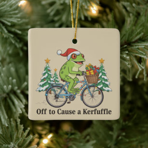 Ornement En Céramique Partir pour causer une pagaille Grenouille Noël Dr