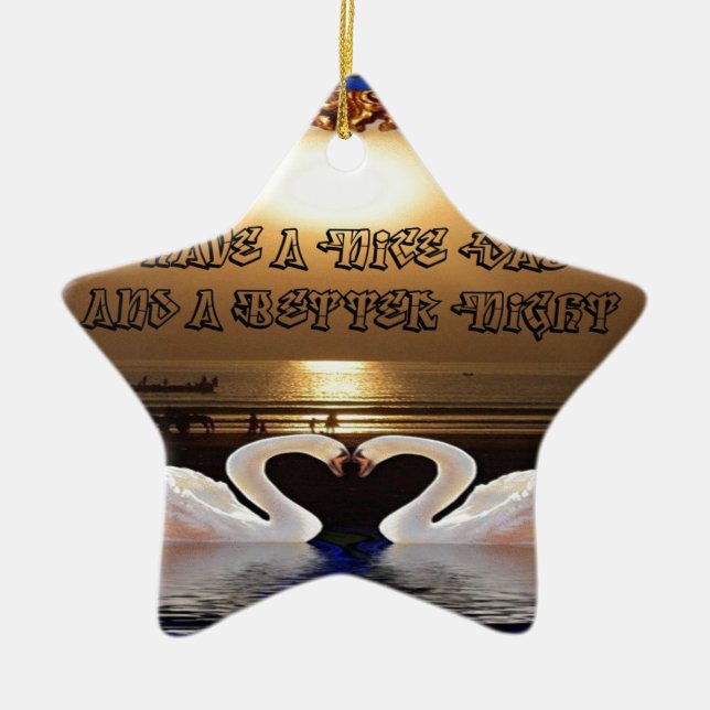 Ornement En Céramique Passez une bonne journée et une bonne nuit.argent (Devant)